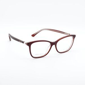 Jimmy Choo JC377 0MWU 00 Eyeglasses Burgundy/Crystal/Gold 53mm Rectangle Frame